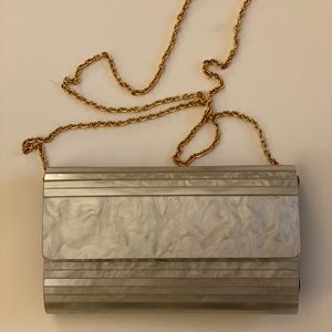 NEW Madison West silver clutch/crossbody bag